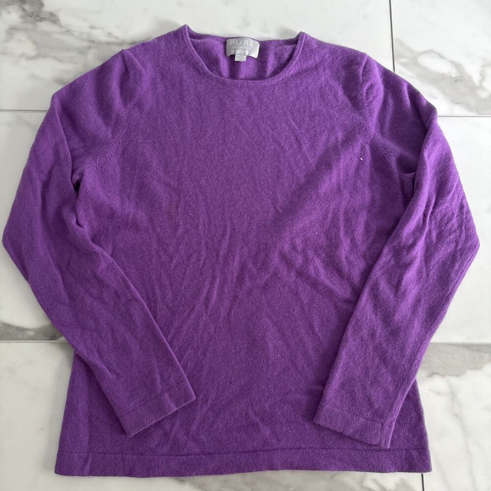 Pure Collection Purple Cashmere Sweater Luxury Minimalist Jewel Tone US 8/10